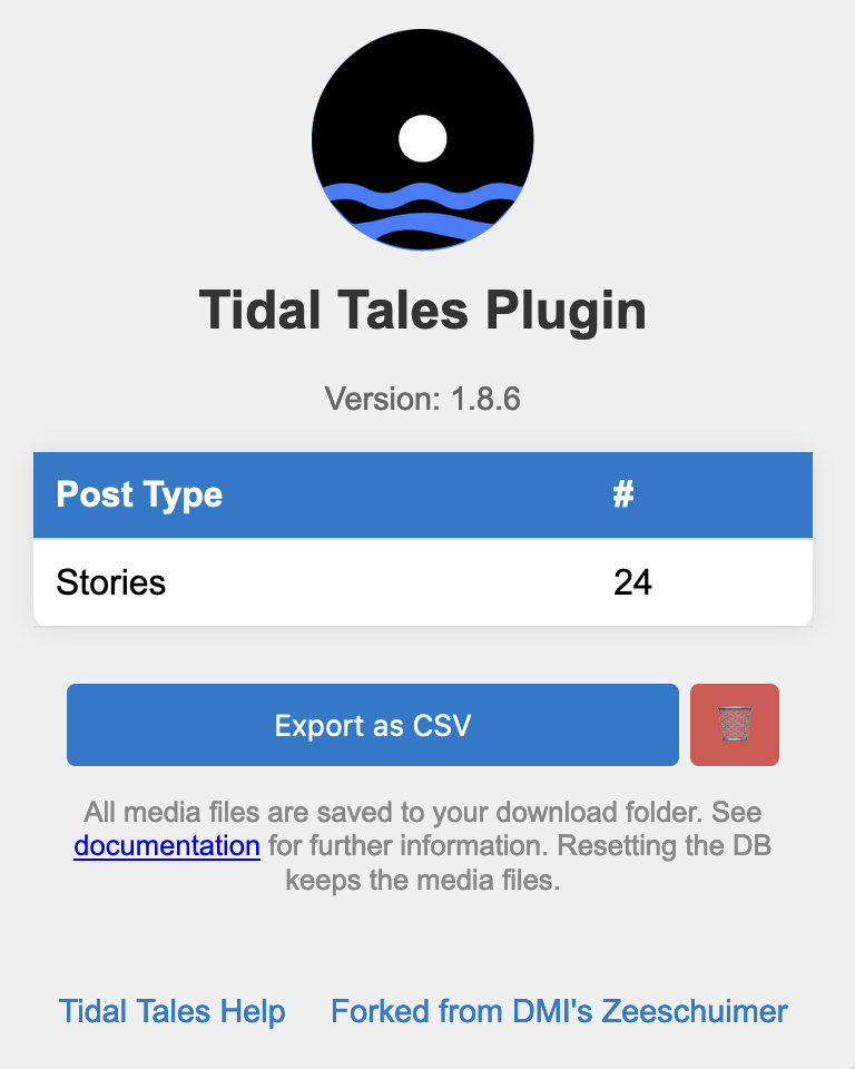A screenshot of Tidal Tales Plugin Pop Up